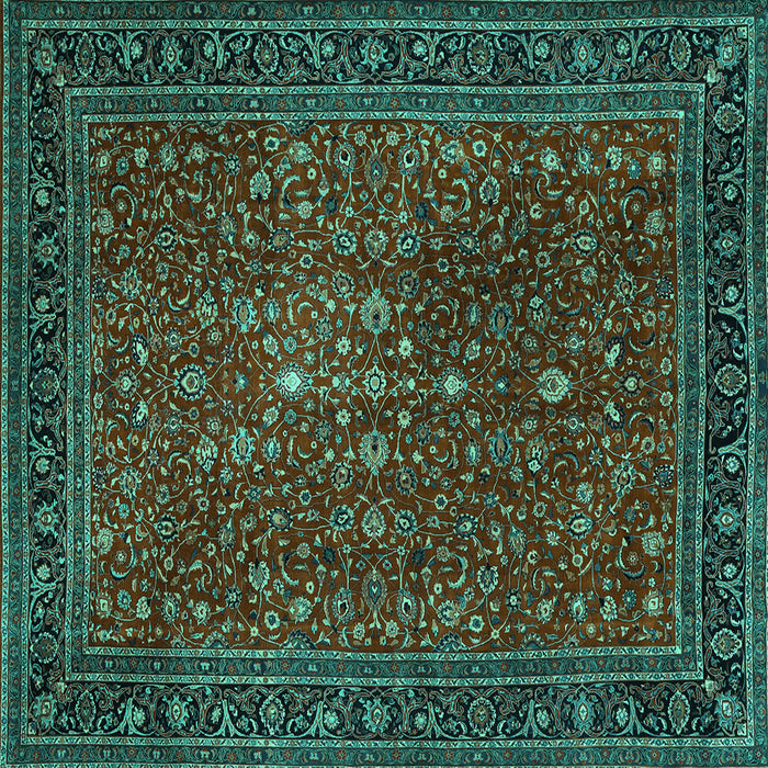 Square Persian Turquoise Traditional Rug, tr1913turq