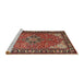 Sideview of Machine Washable Traditional Orange Brown Rug, wshtr1914