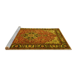 Sideview of Machine Washable Persian Yellow Traditional Rug, wshtr1914yw