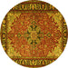 Round Machine Washable Persian Yellow Traditional Rug, wshtr1914yw