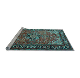 Sideview of Machine Washable Persian Light Blue Traditional Rug, wshtr1914lblu