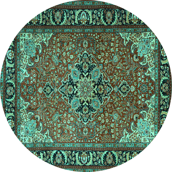 Round Persian Turquoise Traditional Rug, tr1914turq