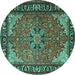 Round Persian Turquoise Traditional Rug, tr1914turq