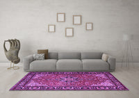 Machine Washable Persian Purple Traditional Rug, wshtr1914pur