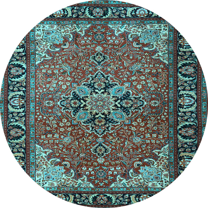 Round Persian Light Blue Traditional Rug, tr1914lblu