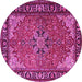 Round Machine Washable Persian Pink Traditional Rug, wshtr1914pnk