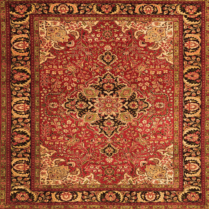 Round Machine Washable Persian Orange Traditional Area Rugs, wshtr1914org