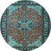 Round Machine Washable Persian Light Blue Traditional Rug, wshtr1914lblu