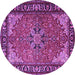 Round Machine Washable Persian Purple Traditional Area Rugs, wshtr1914pur