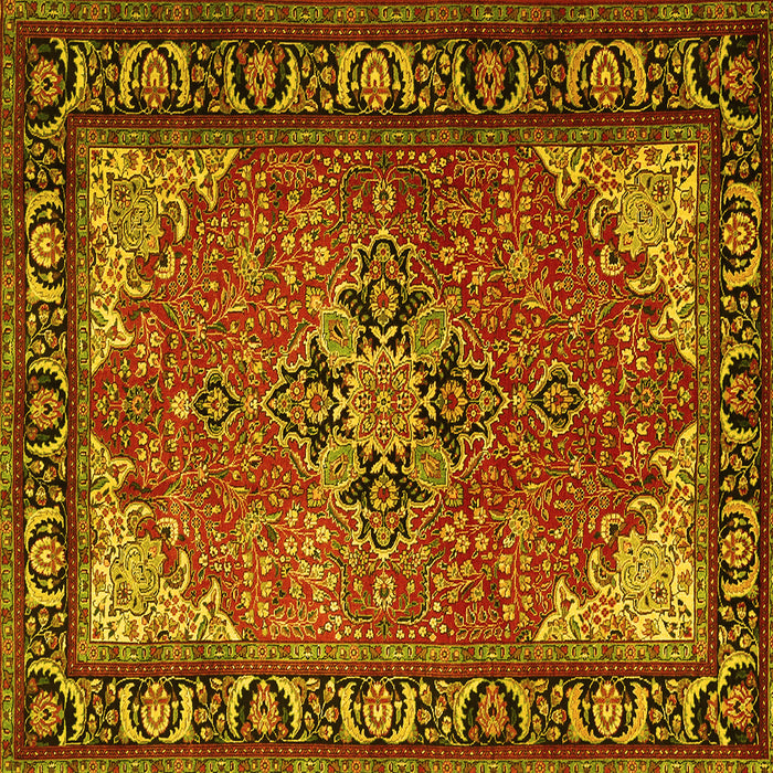 Square Machine Washable Persian Yellow Traditional Rug, wshtr1914yw