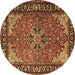 Round Machine Washable Persian Brown Traditional Rug, wshtr1914brn