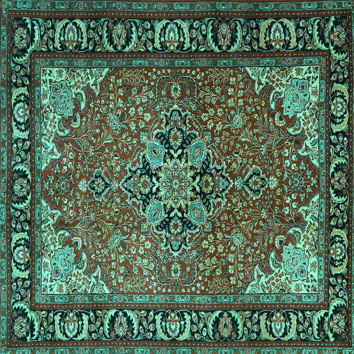 Square Machine Washable Persian Turquoise Traditional Area Rugs, wshtr1914turq