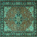 Square Machine Washable Persian Turquoise Traditional Area Rugs, wshtr1914turq