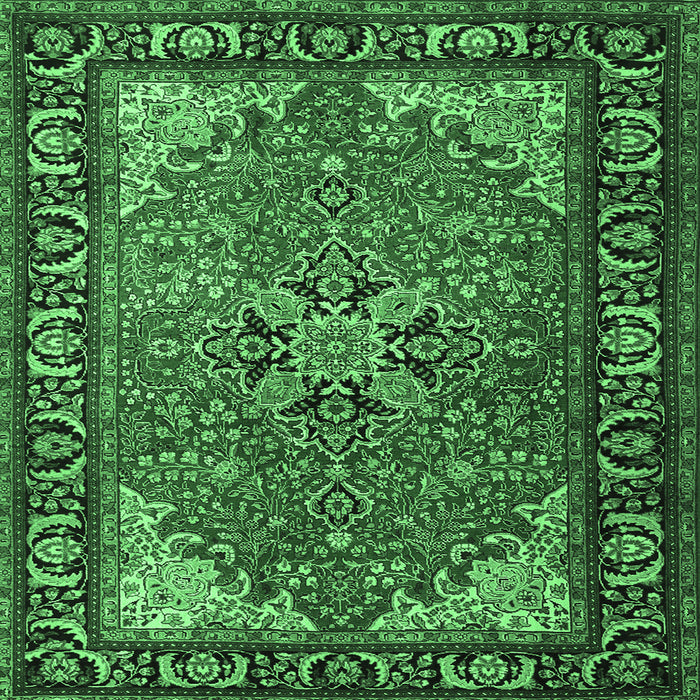 Square Persian Emerald Green Traditional Rug, tr1914emgrn