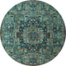 Round Animal Light Blue Traditional Rug, tr1915lblu