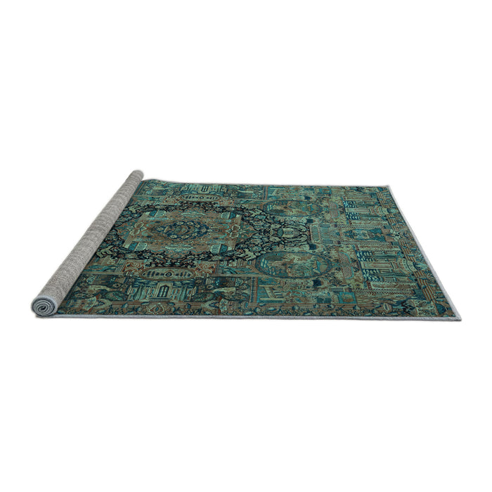 Sideview of Machine Washable Animal Light Blue Traditional Rug, wshtr1915lblu