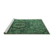 Sideview of Machine Washable Animal Turquoise Traditional Area Rugs, wshtr1915turq