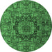 Round Machine Washable Animal Emerald Green Traditional Area Rugs, wshtr1915emgrn