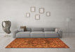Machine Washable Animal Orange Traditional Area Rugs in a Living Room, wshtr1915org