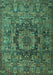 Machine Washable Animal Turquoise Traditional Area Rugs, wshtr1915turq