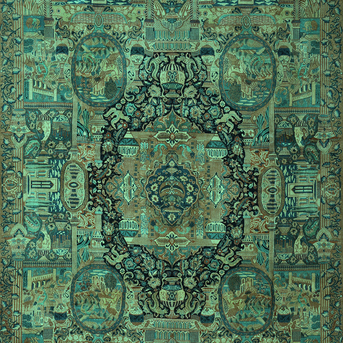 Machine Washable Animal Turquoise Traditional Area Rugs, wshtr1915turq