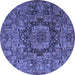 Round Machine Washable Animal Blue Traditional Rug, wshtr1915blu