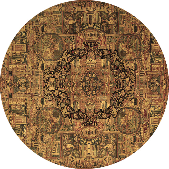 Round Animal Brown Traditional Rug, tr1915brn