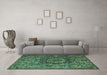 Machine Washable Animal Turquoise Traditional Area Rugs in a Living Room,, wshtr1915turq