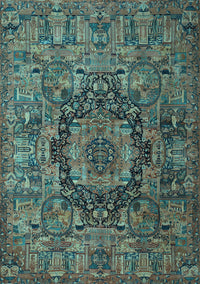 Animal Light Blue Traditional Rug, tr1915lblu