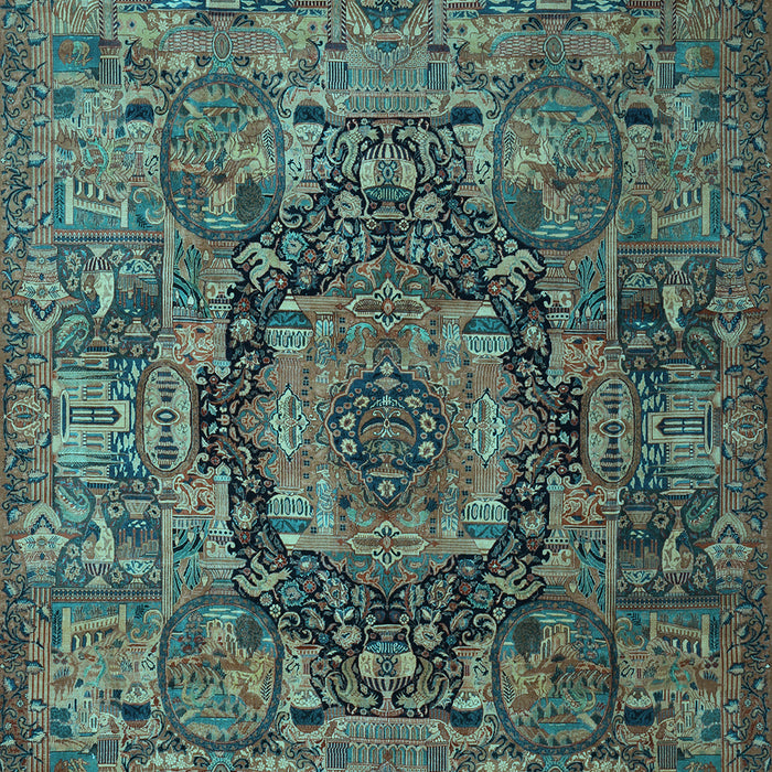 Animal Light Blue Traditional Rug, tr1915lblu