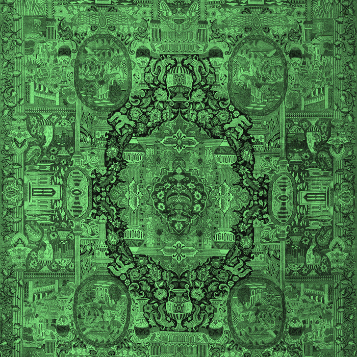 Animal Emerald Green Traditional Rug, tr1915emgrn