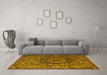 Machine Washable Animal Yellow Traditional Rug in a Living Room, wshtr1915yw