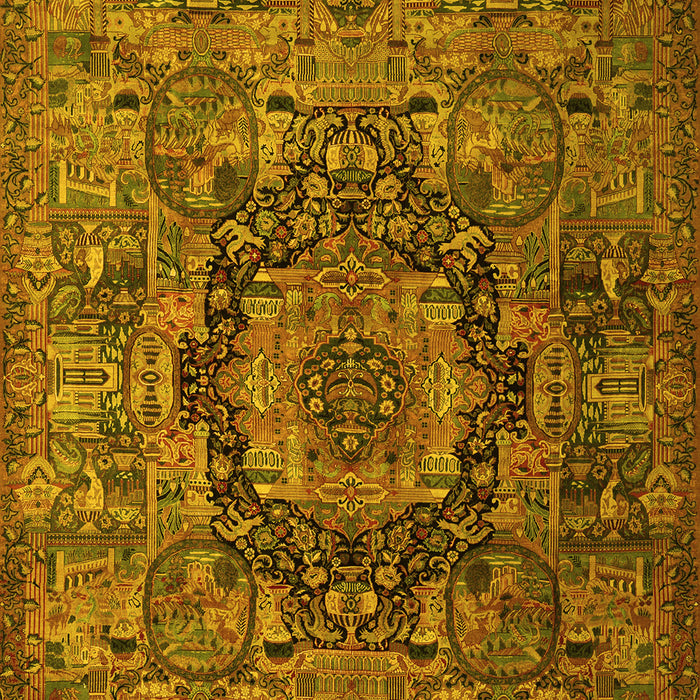 Machine Washable Animal Yellow Traditional Rug, wshtr1915yw