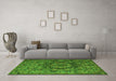 Machine Washable Animal Green Traditional Area Rugs in a Living Room,, wshtr1915grn