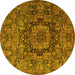 Round Animal Yellow Traditional Rug, tr1915yw