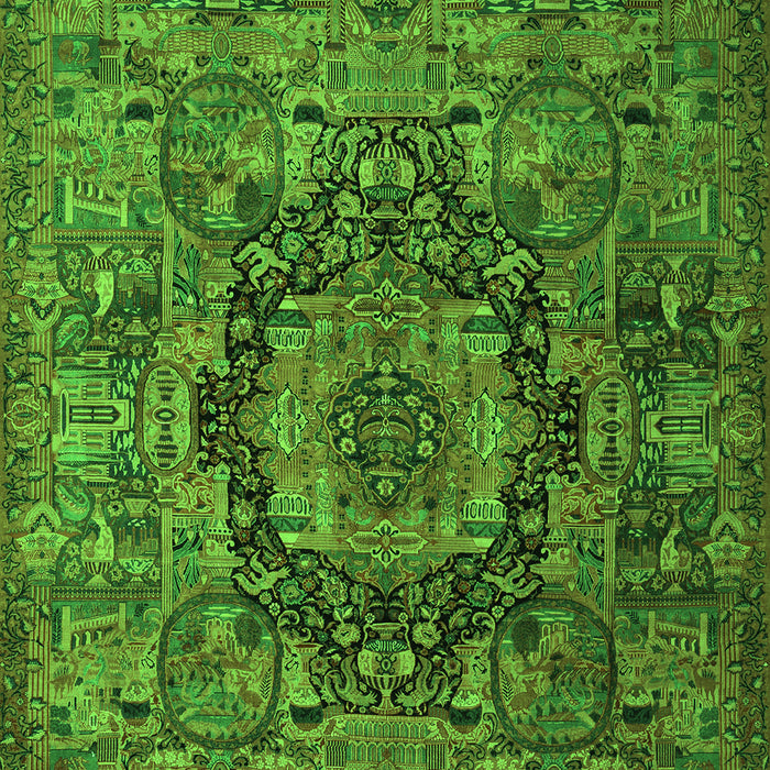 Animal Green Traditional Rug, tr1915grn