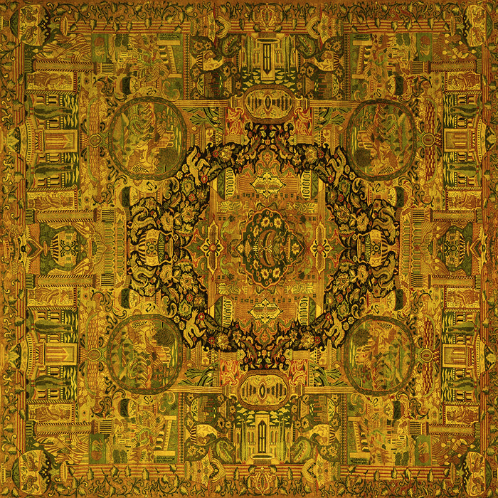 Square Machine Washable Animal Yellow Traditional Rug, wshtr1915yw