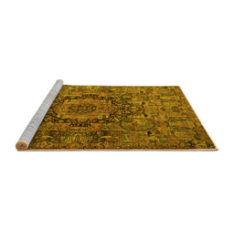 Sideview of Machine Washable Animal Yellow Traditional Rug, wshtr1915yw
