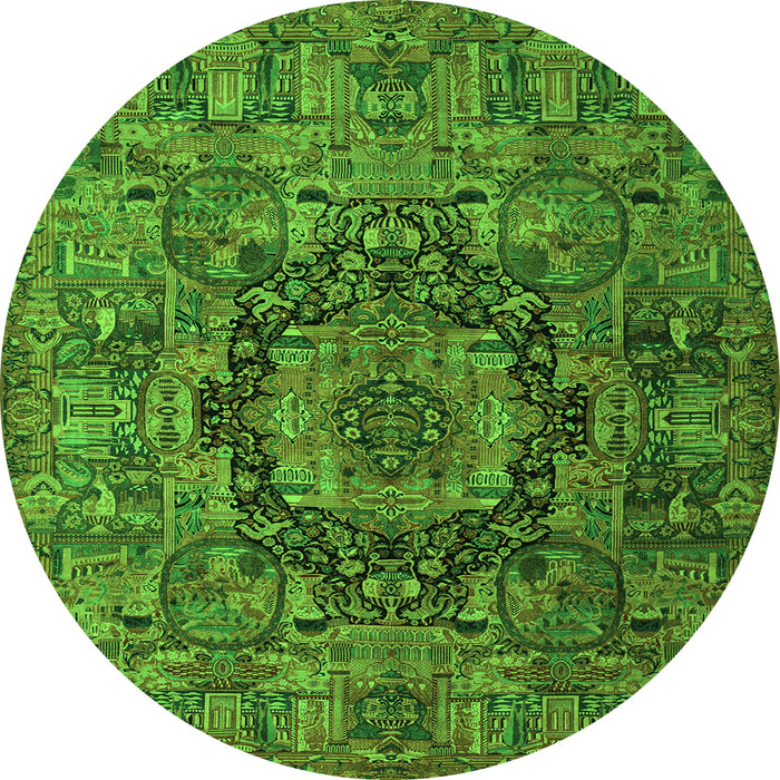 Square Animal Green Traditional Rug, tr1915grn