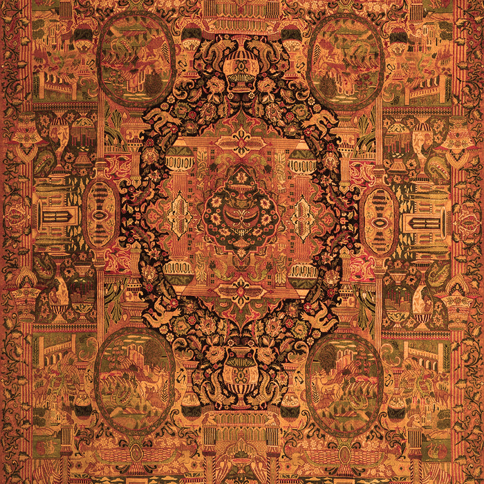 Serging Thickness of Machine Washable Animal Orange Traditional Area Rugs, wshtr1915org