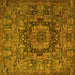 Square Animal Yellow Traditional Rug, tr1915yw