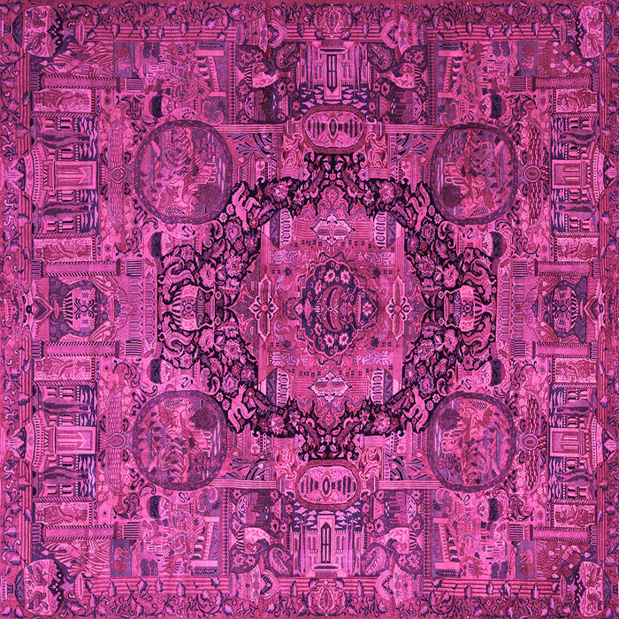 Square Animal Pink Traditional Rug, tr1915pnk