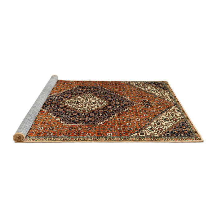 Sideview of Machine Washable Traditional Saffron Red Rug, wshtr1916