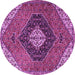 Round Machine Washable Persian Purple Traditional Area Rugs, wshtr1916pur