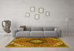 Machine Washable Persian Yellow Traditional Rug in a Living Room, wshtr1916yw