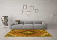 Machine Washable Persian Yellow Traditional Rug, wshtr1916yw