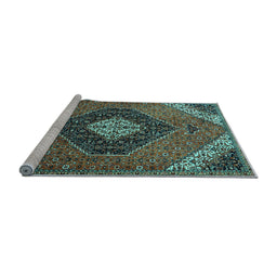 Sideview of Machine Washable Persian Light Blue Traditional Rug, wshtr1916lblu