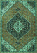 Machine Washable Persian Turquoise Traditional Area Rugs, wshtr1916turq