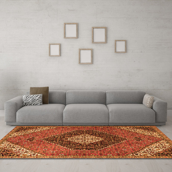 Machine Washable Persian Orange Traditional Area Rugs in a Living Room, wshtr1916org