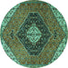 Round Persian Turquoise Traditional Rug, tr1916turq